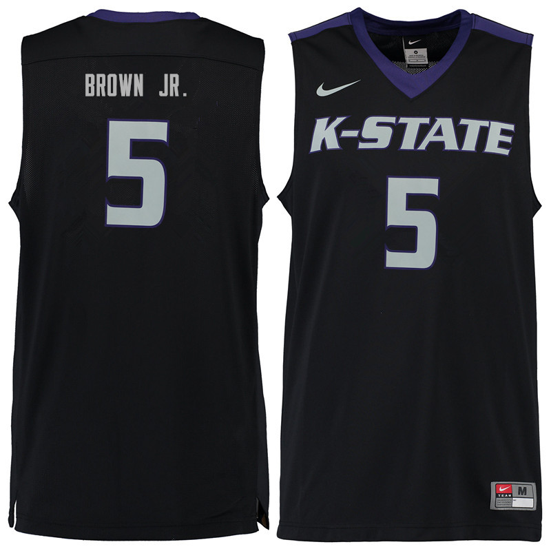 Men #5 Barry Brown Jr. Kansas State Wildcats College Basketball Jerseys Sale-Black